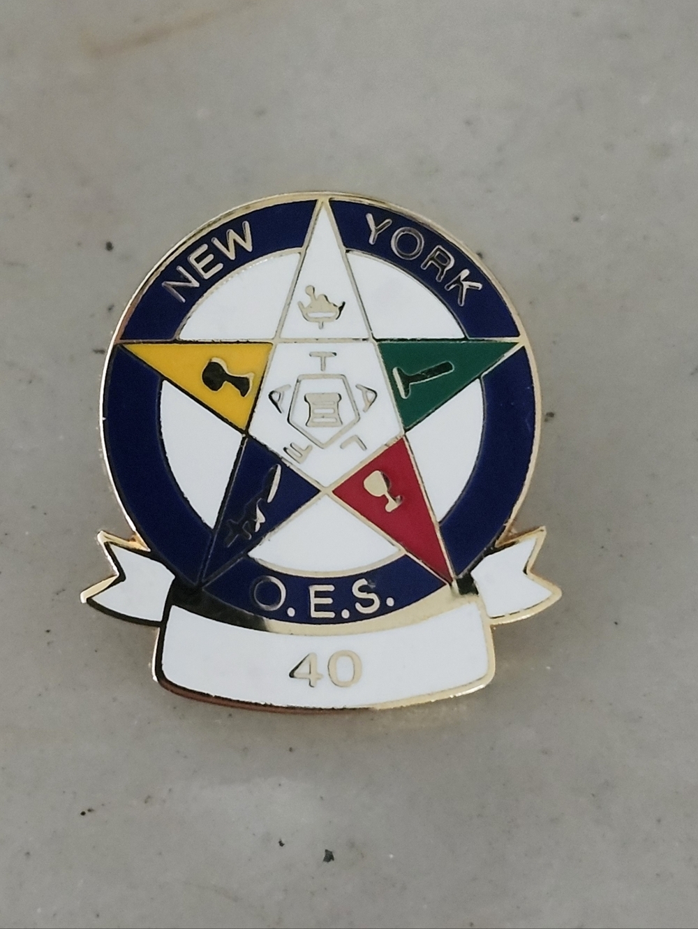 Vtg Order Of The Eastern Star New York Enamel Lapel Pin